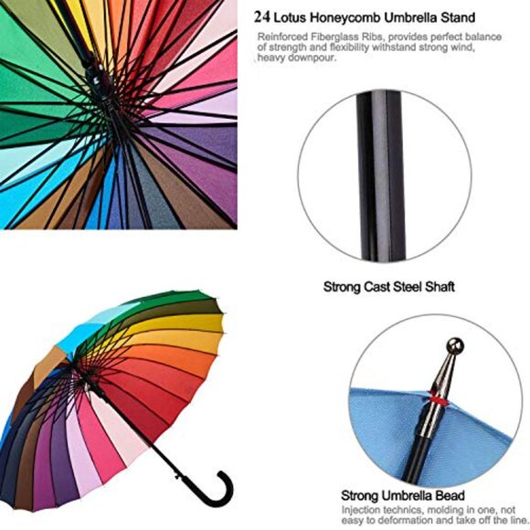 Variety To Go Rainbow Umbrella, Rainbow Umbrella Large, Compact, Windproof, Auto - Picture 7 of 10